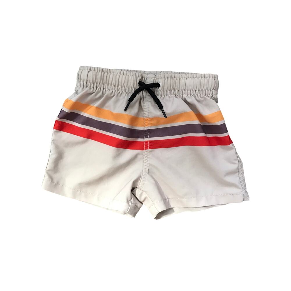 Wayward Hat Co Beige Stripe Swim Trunks Size 18-24mo